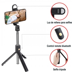 DOSYU Selfie Stick with Remote Control Mobile Phone Tripod 360° Rotation Expandable Selfie Stick Bluetooth (with Mirror)