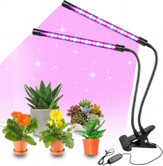 DOSYU Indoor Grow Light, 3/9/12H Timing Function, Red and Blue Full Spectrum Two-headed 40LED Light, Adjustable Gooseneck, Suitable for Plant Growth