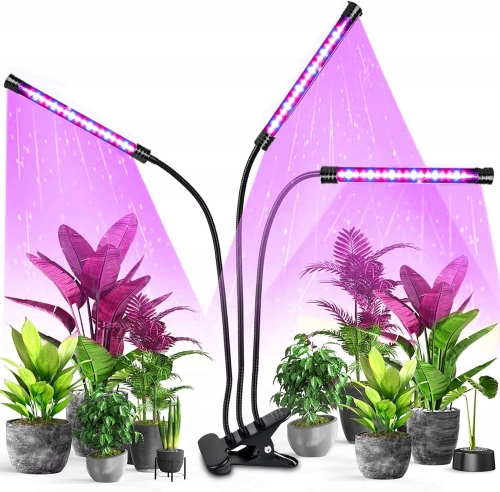 DOSYU Indoor Plant Grow Light, Red and Blue Full Spectrum Three-head 60LED Light, Adjustable Gooseneck, Suitable for Plant Growth