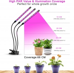 DOSYU Indoor Plant Grow Light, Red and Blue Full Spectrum Three-head 60LED Light, Adjustable Gooseneck, Suitable for Plant Growth