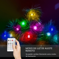 DOSYU 2M 20LED Christmas Light Pendant Decoration, 24 Key Remote Control, Suitable for Festival, Birthday Party, Christmas (Bells & Santa Claus)