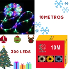 10M transparent christmas led hose, 200LED 110V 2 wire cuttable outdoor christmas rope light, 200LED outdoor waterproof warm wind rope light, suitable for indoor, courtyard, camping, landscape lighting